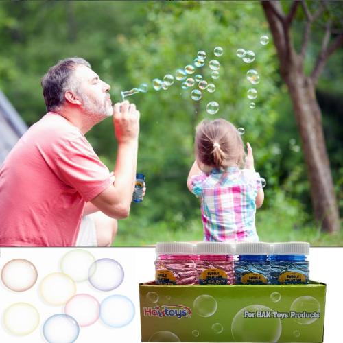 Bubble Gun Refill Solution Bottles (12 Pack of 2oz Bottles) Compatible with Most Bubble Shooter Guns Safe and Non-Toxic, Wand Not Included, Colors May Vary