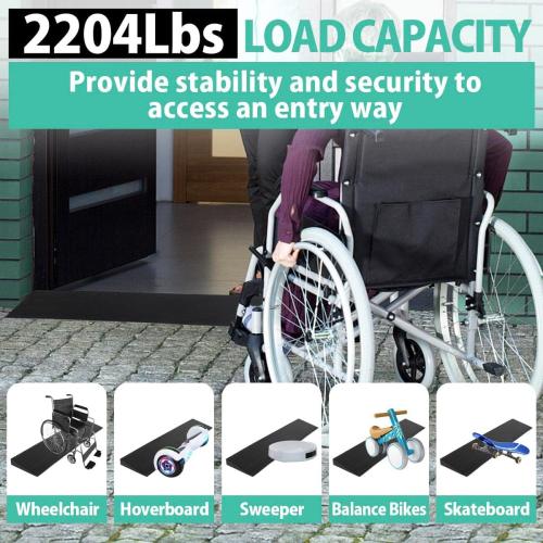 1.5 Rise Rubber Threshold Ramp, 2204Lbs Recycled Rubber Power Threshold, 35.4 L x 7.87 W Non-Slip Surface Solid Threshold Ramp is Adjustable and Cuttable for Wheelchairs, Power Scooters