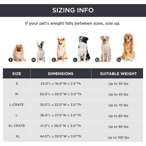 Bedsure Washable Dog Beds Large Sized Dog - 3 Inch Thicken Up to 80lbs Pet Mat Pillows with Removable Washable Cover, Grey