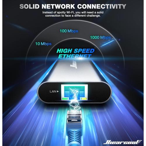 Hiearcool USB C Hub Ethernet 8-in-1, 4K@60Hz USB-C to HDMI Multiport Adapter with 1Gbps RJ45, 100W PD, 3 USB 3.0, SD/TF, Compatible for MacBook Pro/Air, Dell, Lenovo Laptops