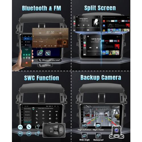 Android Car Stereo for Toyota Corolla 2009 2010 2011 2012 2013 Wireless Carplay Android Auto, 2 32G 9 inch Touch Screen Radio Bluetooth Car Audio Receivers in Dash GPS WiFi Mirrorlink SWC