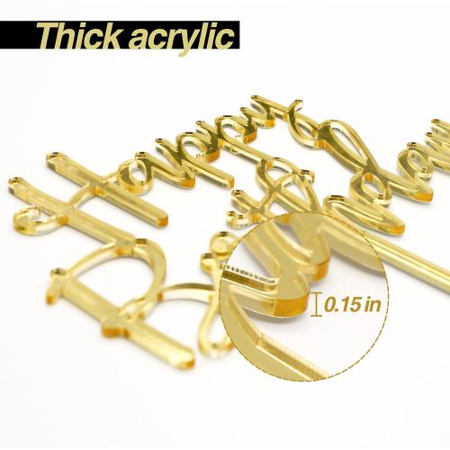 Mirrored Gold Acrylic Happy Birthday Cake Topper