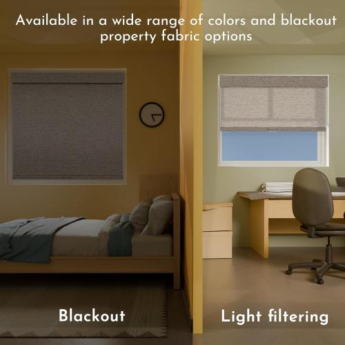 Persilux Blackout Roller Shades for Window Blinds,Cordless,Linen Fabric,Thermal Insulated Fabric UV Protection Shades for Home,Office,Bedroom,Door,Blackout-Light Brown,30 W X 72 H