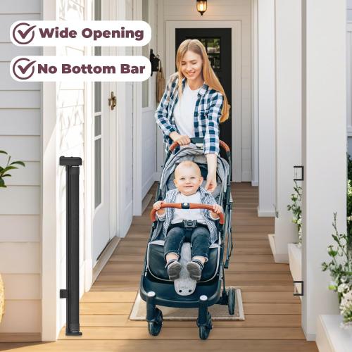 Retractable Baby Gates 2 Pack, 55 Wide Mesh Dog Gate Indoor, 34 Tall Gate for Stairs Doorways Hallways Deck, Child Pet Safety Gate for Indoor Outdoor Home Use, Black
