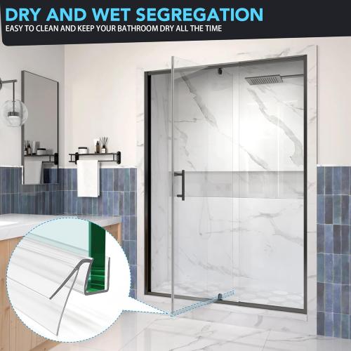 Bathroom Shower Glass Door Bottom Seal Strips, Length 39 Inch 2PCS Transparent PVC Door Bottom Seall Strips for 5/16 (8mm) -3/8(10mm) Thick Framless Glass Panel