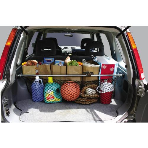 KEEPER Ratcheting Cargo Bar - Rubber, Black/Silver, Adjustable from 40-120 - Comes with 70” x 178” Storage Net (5060), For Truck