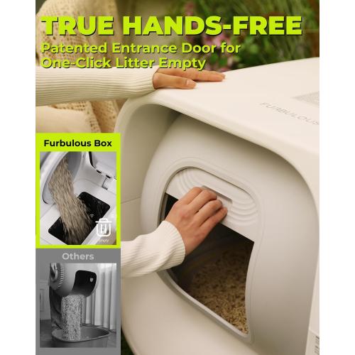 Furbulous True Odor-Free Automatic Self-Cleaning Cat Litter Box, Extra Large for 3–22 lbs Cats, Smart APP Control, Self-Pack & Refill System, 3 Waste Bags Included, Upgraded Model - White