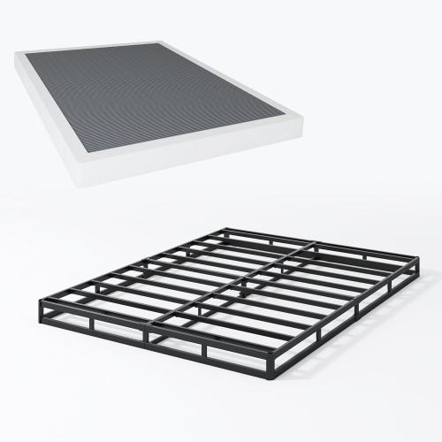 SHLAND Box Spring King - 3 Inch Heavy Duty Low Profile Metal King Box Springs for Bed, Mattress Foundation, Easy Assembly,Easy Clean Cover