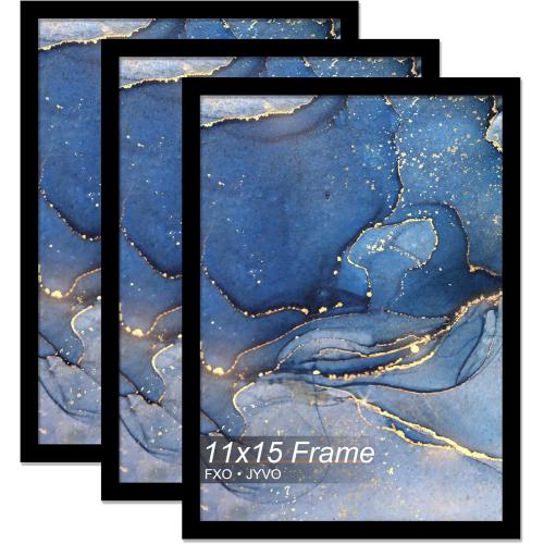 Picture Frame Set of 3, Black Frame for Picture Poster Photo, Light Weight and High Transparent  Frame for Wall - 3 Pack/Black/