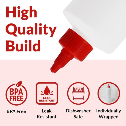 Reli. Plastic Squeeze Bottles, 16 oz. | 8 Pack | Condiment Squeeze Bottles for Sauces | Clear w/Red Twist Cap | 16 Ounce Hot Sauce, Ketchup | Condiments, Olive Oil, Liquids