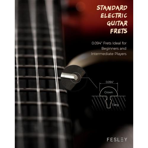 Fesley Electric Guitar, Full Size Solid Body Electric Guitar Beginner Kit, 6 String Guitar with HSS Pickups &24 Frets, Poplar Body Flame Maple Top Maple Neck With Gig Bag, Cable, Strap, FDK800, Purple
