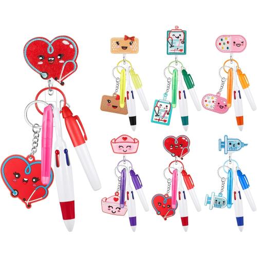 Henoyso 36 Pcs Nurse Badge Reel with Mini Highlighter Pens 2026 Cna Nursing Week Gifts Bulk Retractable Badge Clips Accessories for Cna Medical Nursing Staff Women (Classic)