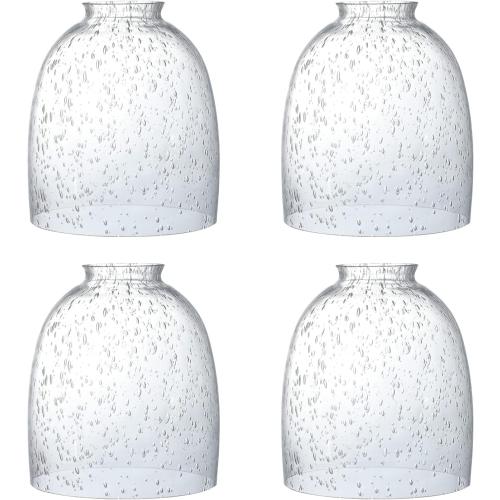 4 Pack Clear Seeded Glass Replacement Shades Covers for Ceiling Fan Light Fixtures Pendant Lighting Chandelier Vanity Light Kitchen Island Light, 2-1/8 Fitter, 5.47 High, 4.76 Diameter