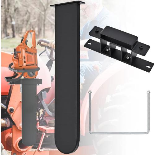 Chainsaw Carrier Kit for Tractors, Heavy Duty Iron, Universal Chainsaw Holder Compatible with ATVs, UTVs, Trucks, Utility Vehicles, 20 Chainsaw Scabbard, Black