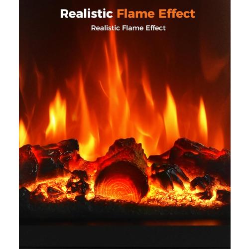 Electric Fireplace Stove Heater - Freestanding Fireplace Heater for Indoor Use with Realistic 3D Flame, Adjustable Thermostat & Remote, Quiet, Timer for Living Room and Bedroom