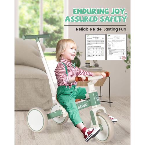 aiwo 5in1 Tricycle for Toddlers 1-3, Toddler Balance Bike for 1 to 4 Year Old Kids Boys Girls First Gift, Ride-on Toys Toddler Bike with Push Handle (Steering)