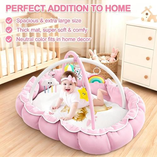 OCATO Baby Play Mat Tummy Time Mat Play Gym Activity Center Baby Girl Gifts | Baby Play Gym from Baby to Toddler Skills Development Baby Essentials Baby Shower Gifts Boy Girl for Babies