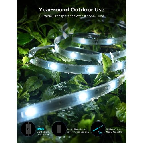 Govee Outdoor LED Strip Lights RGBIC with Warm and Cold White, 32.8ft 2.4G WiFi Smart Outdoor Lights, IP65 Waterproof, Work with Alexa and Google Assistant, App Control, for Porch, Patio, Eave, Party