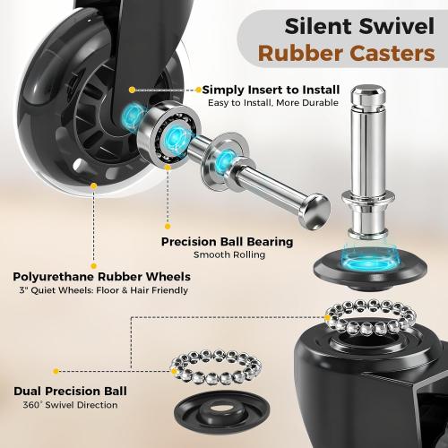 Office Drafting Chair with Footrest, Tall Height Adjustable Stool with Back Support, Heavy Duty Rolling Stool Chair with Wheels for Office Home Kitchen Bar Shop Guitar Studio Medical Vanity(Black)