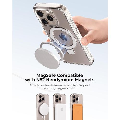 Flex Stand Case, Built-in Magnetic Kickstand, MagSafe Compatible, Slim Protective Cover, Shockproof (iPhone 16 Pro Max) Clear