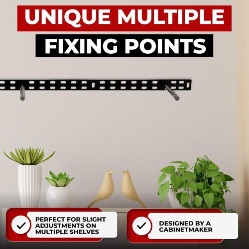 Set of 2 Floating Shelf Brackets 38 inch Multiple Mounting Location Hit 3 Studs Heavy Duty Perfect Bracket for Long Shelf/ Hidden Wall Shelves Support Hardware Kitchen/Living Room/Office (4 inch Rods)