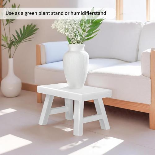 Wooden Step Stool fo Kids Handcrafted Solid Wood Stool with Chamfered Edges, 11 L x 7 H x 7.9 W - Multi-Functional Footrest, Small Step Stool with Anti-Slip Caps - Durable and Sturdy