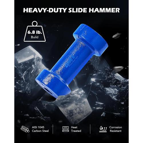 Blue Orion Motor Tech Heavy Duty Slide Hammer Dent Puller Set, Auto Body Removal Kit With 9 Attachments, 14pc Car Remover Tools for Cars Trucks More