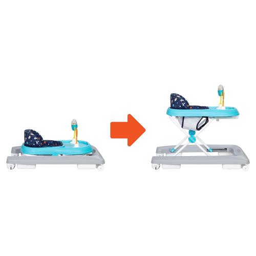 Smart Steps Trend Activity Walker and Entertainer with Removeable Toys, Large Tray, Cup Holder, Adjustable Height and Flat Fold Frame for Storage, Ages 6 Months  , Space Walk Navy