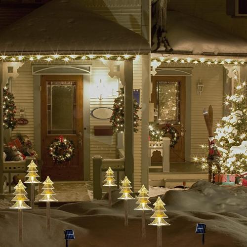 5 Pack Christmas Solar Pathway Lights, Solar Tree Lights Outdoor | Solar Powered, Waterproof, Pathway Use, Christmas Decor, Outdoor Landscape