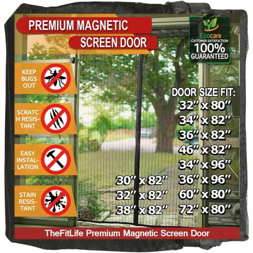 TheFitLife Magnetic Screen Door, Heavy Duty Mesh Bug Curtain