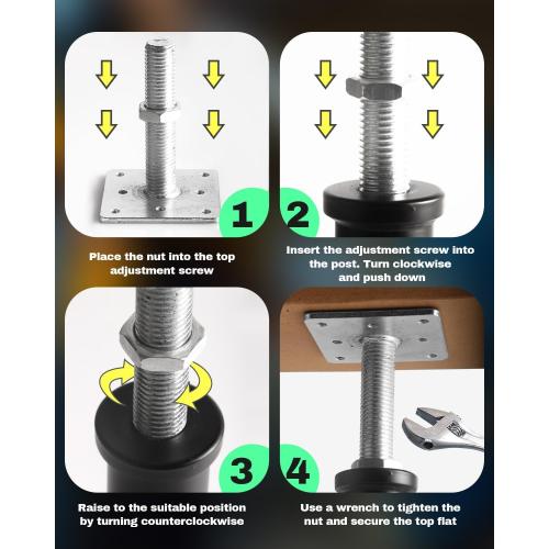 4 Pack House Floor Jacks, Adjustable Jack Post for Leveling, 6.5-8.5 Height Telescoping Screw Jacks, Heavy Duty Support for Basement, Floor Joist, Beam & Foundation Repair, Temporary Support,Black