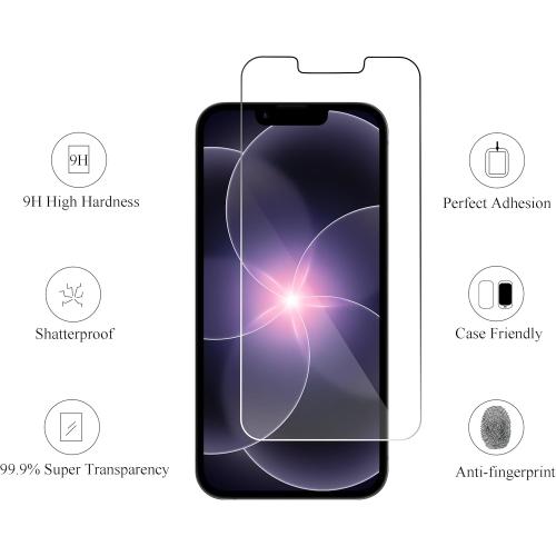 Ailun Screen Protector for iPhone 17e / iPhone 16e / iPhone 14 / iPhone 13 / iPhone 13 Pro [6.1 Inch] Display 3 Pack Tempered Glass, Case Friendly [Not for iPhone 16 6.1 Inch]