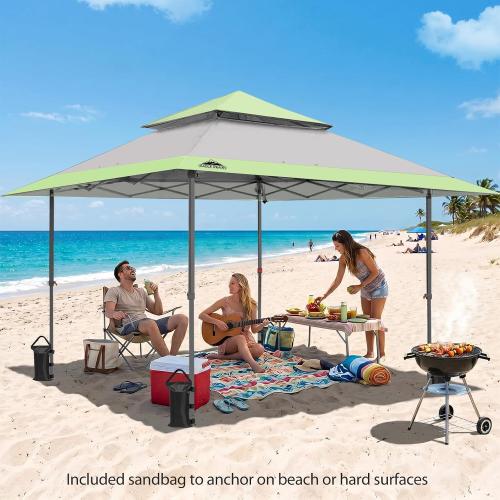 EAGLE PEAK 13x13 Pop Up Canopy Tent, Auto Extended Eaves, Gray | Easy Setup, Heavy Duty Outdoor Canopy Tent, Pop Up Gazebo for Backyard, Patio, Camping & Parties, Wheeled Carry Bag, UPF 50