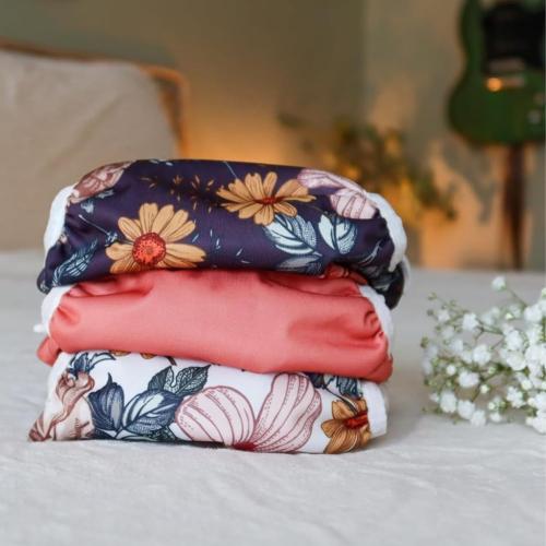 Nora's Nursery Reusable Swim Diapers and Wet Bag - One Size Fully Adjustable - Harlow Swim 3 Pack with Wet Bag