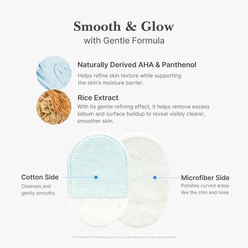 medicube Zero Pore Peel Pads | Smoothing Mitt for Face & Body | Rice Extract, Natural AHA & Panthenol | Double-Sided Organic Cotton & Microfiber Pads | Polish for Smooth, Clear Skin