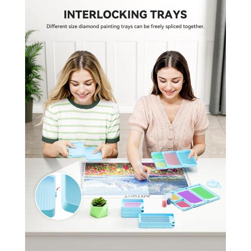 ARTDOT 10-Piece Interlocking Diamond Art Trays Kits for Adults, Stackable Diamond Painting Accessories and Tools