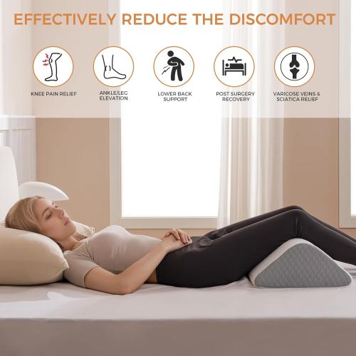 Knee Wedge Pillow 6.3'' for Post-Surgery Recovery-Leg Elevation Support for Sleep Position, Alleviating Lower Back & Hip Pain Enhancing Circulation in Ankles Legs Triangle Pillow with Removable Cover
