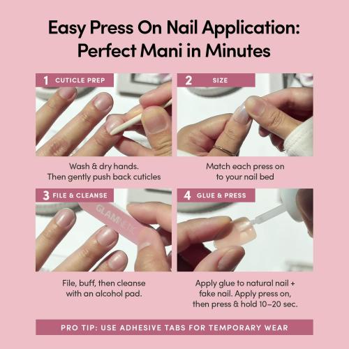 Glamnetic Press On Nails - Short Oval, Glossy Fake Nails 30 Pc Full Kit
