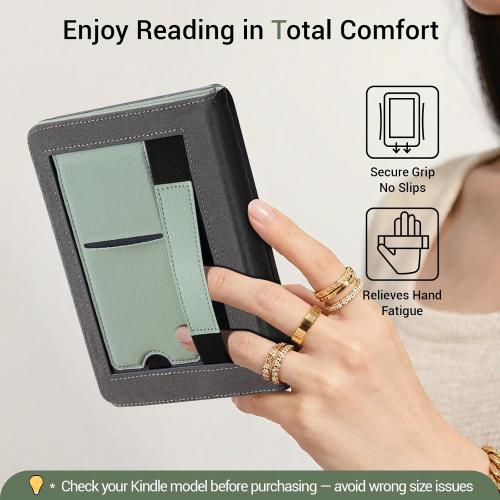 CoBak Stand Case for Kindle Paperwhite 12th Gen (7, 2024, SA568B SA569P) and Kindle Colorsoft Signature Edition – Not for 6.8 and 6 Models, Hand Strap, Auto Sleep Wake, Hard Shell, Snut Fit, Sage