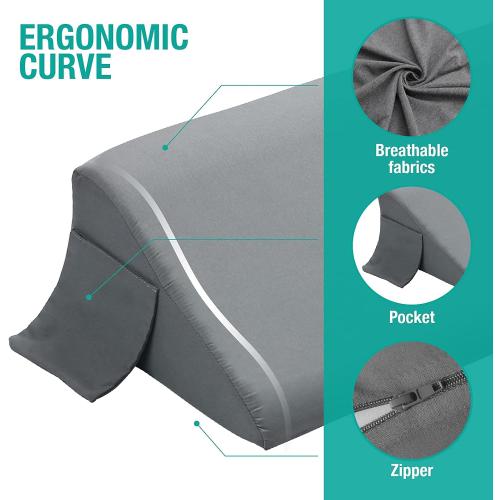 Vekkia King Bed Wedge Pillow for Headboard Gap/Bed Mattress Gap Filler Wedge,Bed Gap Filler Close Gap (0-6),Stop Pillow Falling Down-Gray(76x10x6)