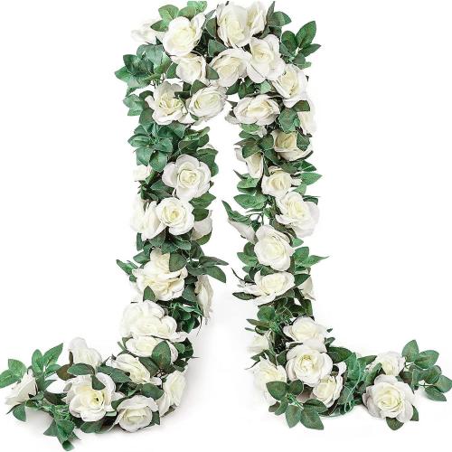 YRIOWMI 10PCS Fake Rose Garland, 7.5Ft Artificial Vines Flowers Hanging Rose Vine forfor Table Wedding Backdrop Arch Wall Party Mantle Festival Decor