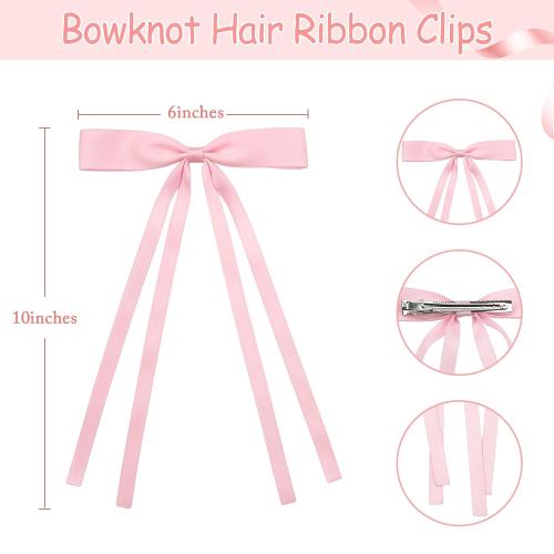 Ayesha Pink Hair Bow Clips Pink Ribbon Hair Accessories for Women Girls