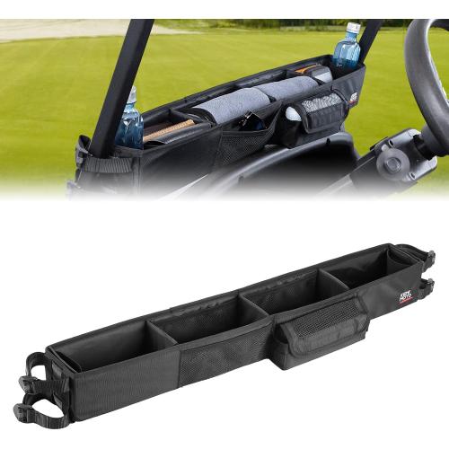 KEMIMOTO Upgraded Golf Cart Front Storage Basket No Drilling | Golf Cart Storage Tray Compatible with EZGO Drive Club Car Kandi Electric Golf Carts, 1680D Golf Cart Caddy Organizer, Black
