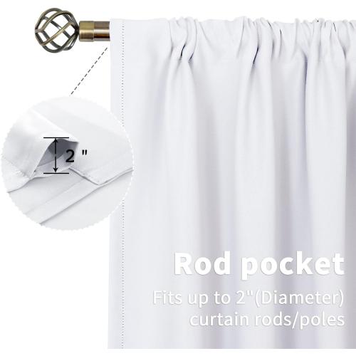 BGment Short White Curtains 36 Inches Length - Rod Pocket 42 Inch Width Privacy Window Treatments Drapes for Kitchen Cafe Bathroom, 2 Panels, 42 x 36 Inch