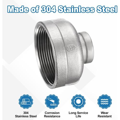 HARFINGTON Reducing Coupling 2 x 3/4 NPT Female Threaded 304 Stainless Steel Reducer Taper Cast Pipe Fitting Adopts for Water Oil Gas Tube
