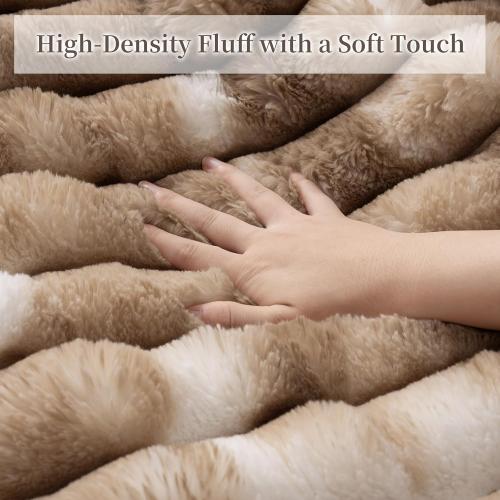 Throw Blanket for Couch - 60 x 80 Faux Rabbit Fur Throw Blanket Cozy Soft Warm Blankets for Bed Sofa Bedroom Living Room Fluffy Striped Blankets for Fall Winter, Home Decor, pink