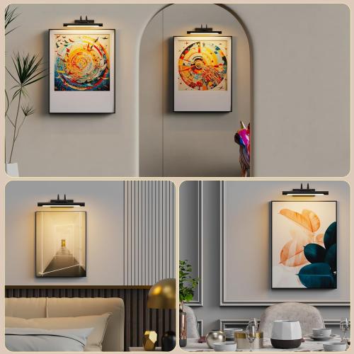 Picture Light,Wireless Rechargeable Gallery Light with Remote,5000mAh Dimmable Painting Rechargeable Picture Lights for Wall,12 inch Metal Picture Lights for Art,Paintings,Mirror,Black