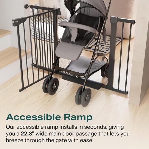 Cumbor 29.7-40.6 Baby Gate for Stairs, Mom's Choice Awards Winner-Dog Gate for Doorways, Pressure Mounted Auto-Close Pet Gates for Dogs Indoor, Safety Child Gate with Easy Walk Thru Door, Black