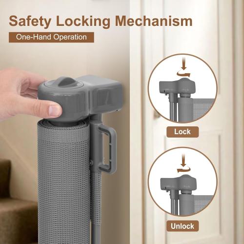 Miumoon 150 inch Retractable Baby Gates 34 inch Tall, Retractable Gate with Reinforced Strip Design to Prevent Crawling Through, 12 FT Extra Wide Retractable Dog Gate for Indoor/Outdoor