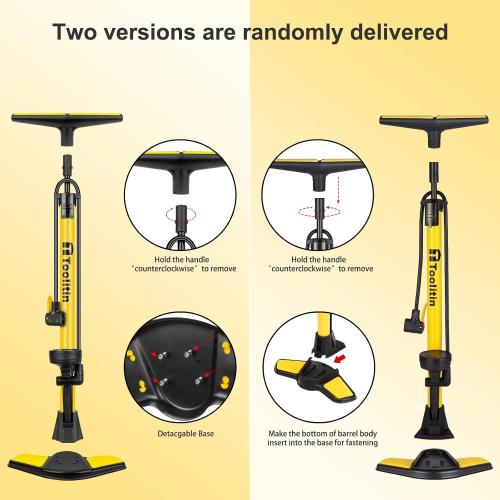 TOOLITIN Floor Bike Pump with Gauge,160 PSI High Pressure,Bicycle Pump Compatible with Presta and Schrader Valve,Bike Tire Pump for Road Bike,MTB,Hybrid,Balls